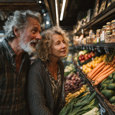 Seniori bucurându-se de o masă sănătoasă