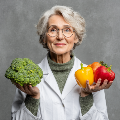 Echipa de specialiști NutriWave consultând un client senior